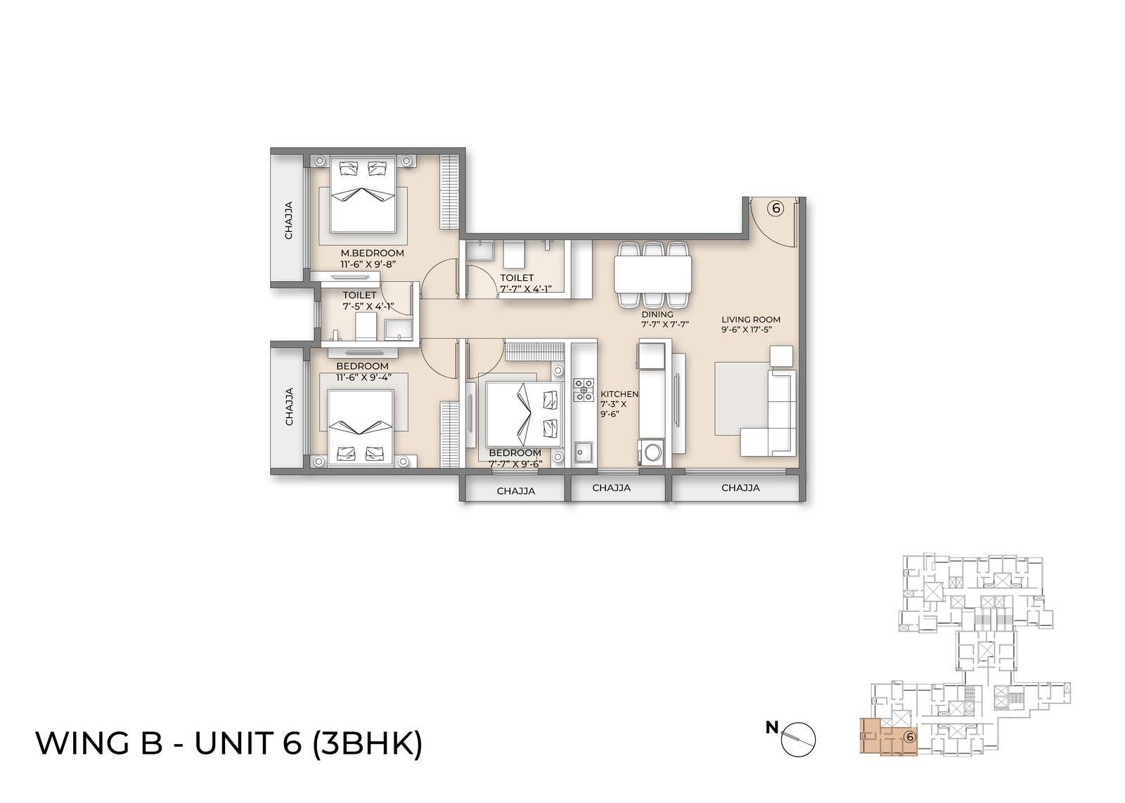Wing B Floor Plan unit 6